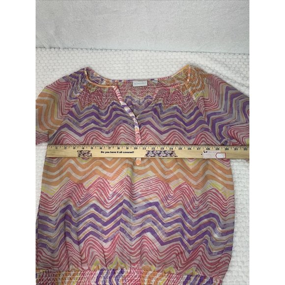 New York & Company Sheer Spring Top Med 3/4 Sleeve - Picture 3 of 5